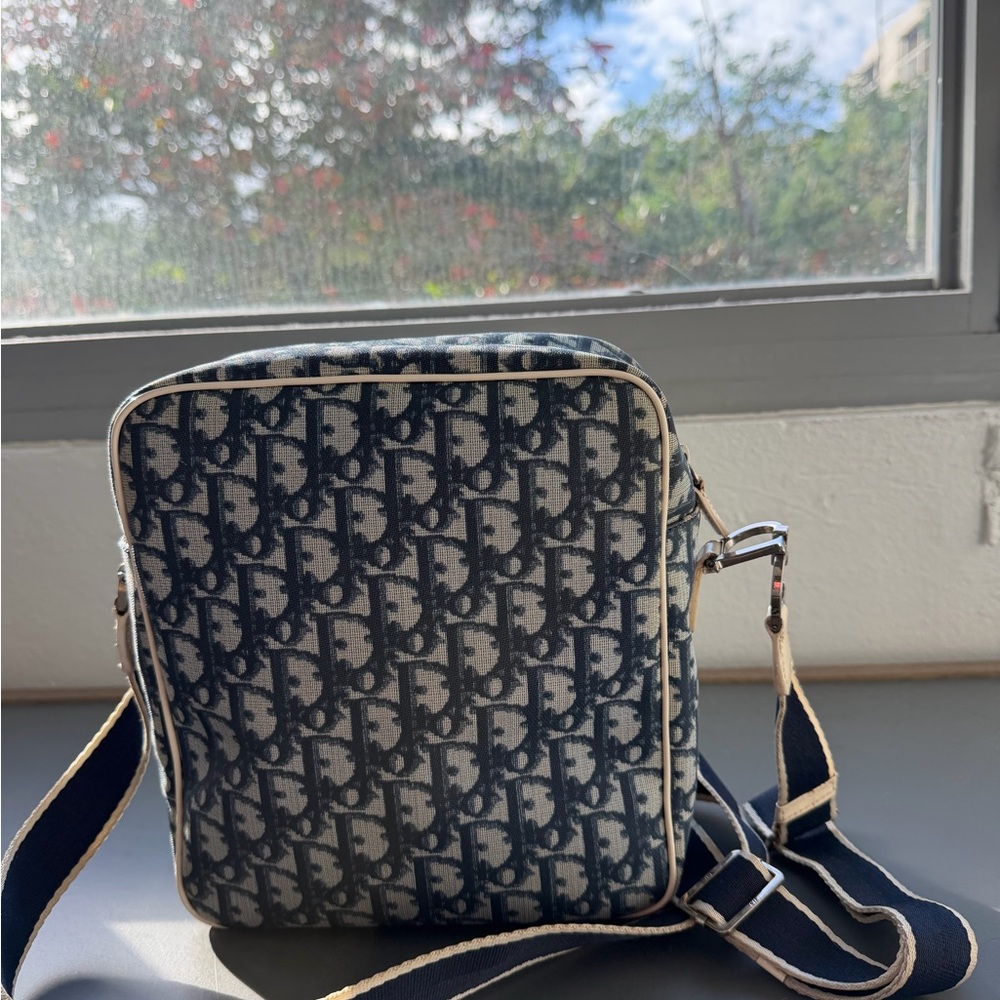 Christian Dior Trotter Shoulder Bag Blue and White Monogram Canvas - Picture 6 of 15